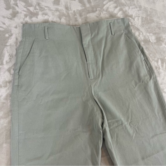 Zara Tan Khaki Cropped Pants Womens Size Large High Waisted Casual Workwear - Picture 4 of 12